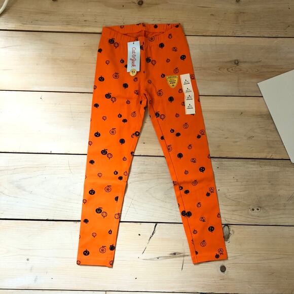 Cat & Jack NWT Girls' Orange Black Halloween Leggings Size S (6/7) - Picture 3 of 10